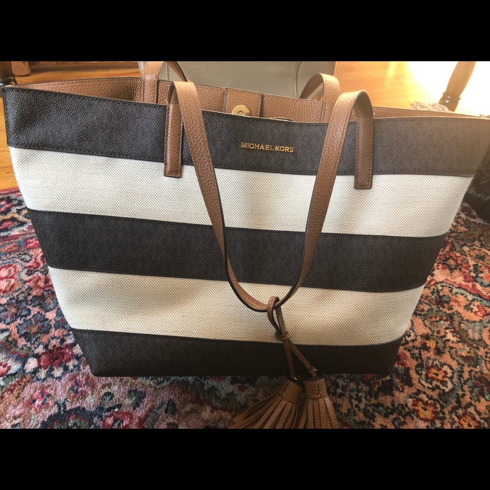 Michael Kors Striped Tote canvas